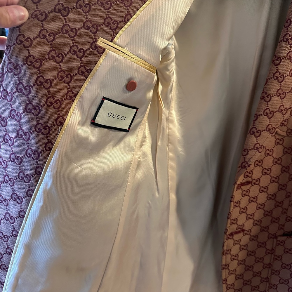 Gucci Women's Burgundy GG Logo Jacket - Cream Lining